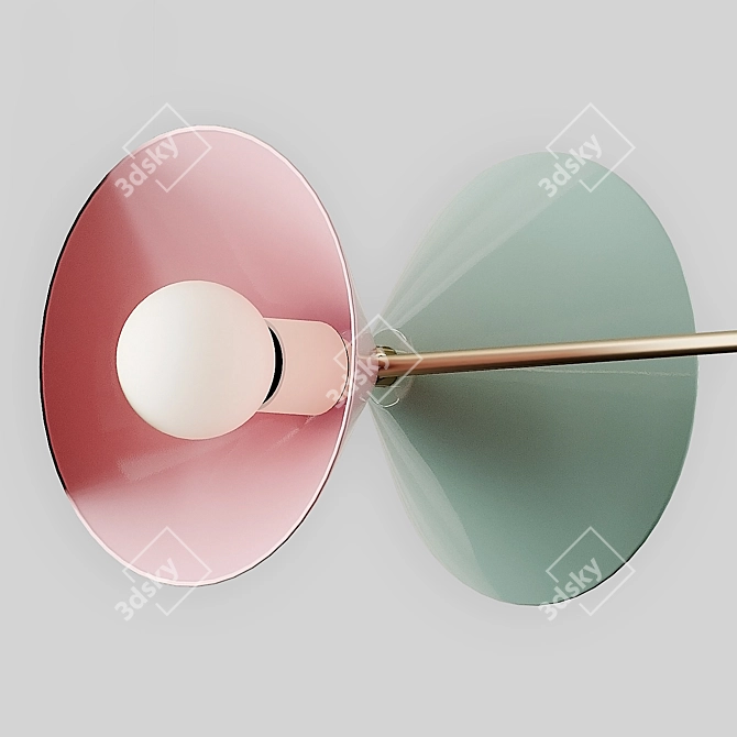 Modern Brass Pendant Light with Celadon Enamel 3D model image 2