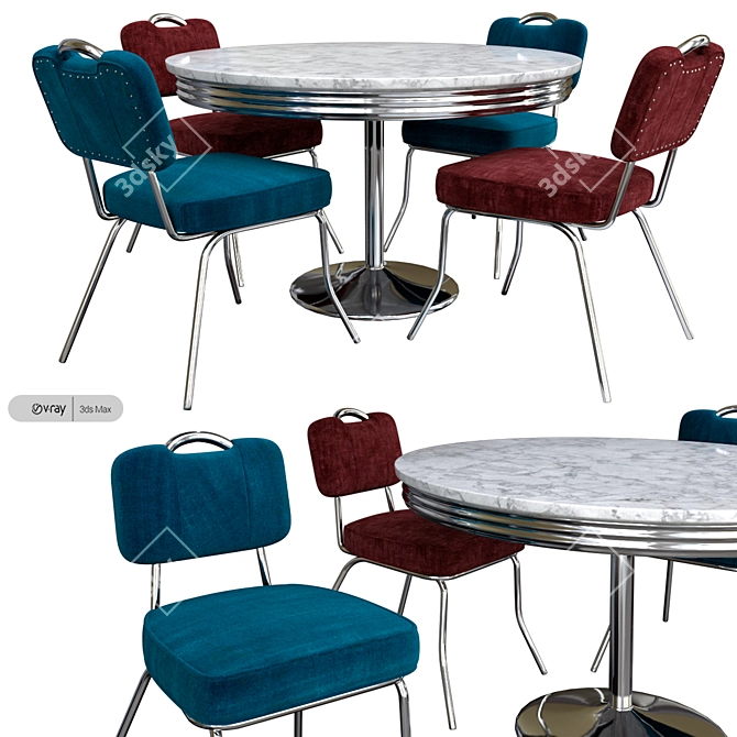 Vintage Raleigh Retro Dining Set 3D model image 1