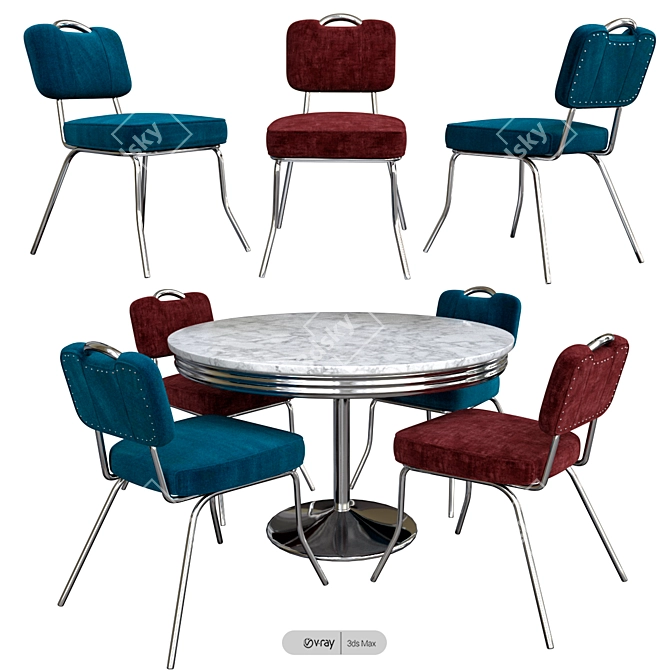 Vintage Raleigh Retro Dining Set 3D model image 2