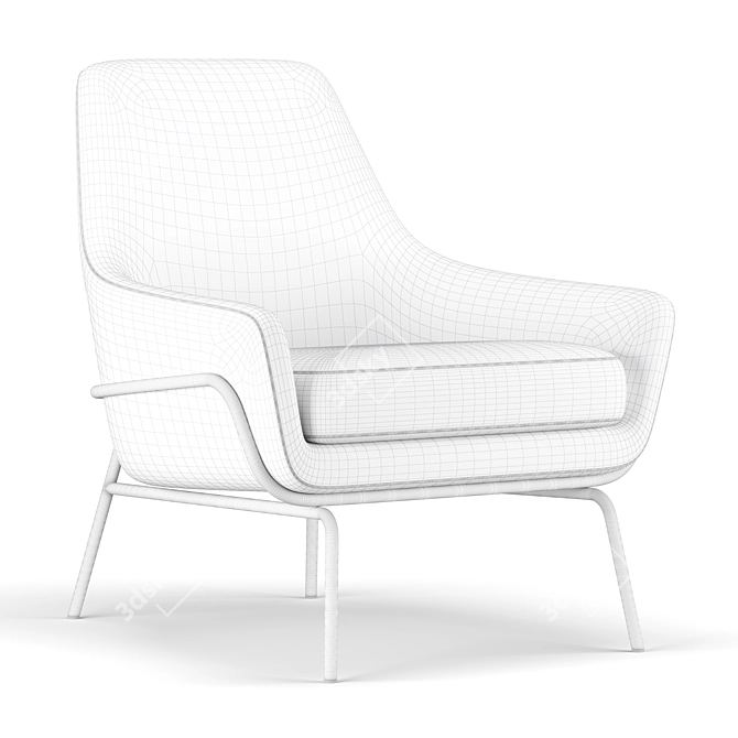 Elegant Coco Velvet Lounge Chair 3D model image 4