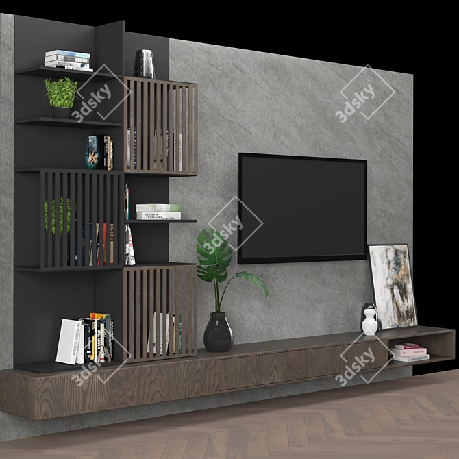 Modular TV Wall Unit | High Quality Textures & Models 3D model image 4