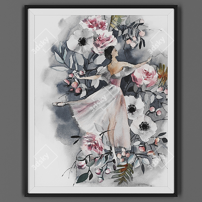 Elegant Black Framed Art 3D model image 1