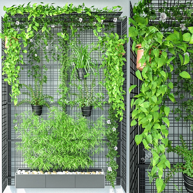 JC Wall Grid Pot: Lush Vertical Garden 3D model image 1