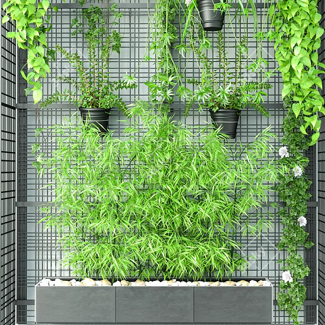 JC Wall Grid Pot: Lush Vertical Garden 3D model image 3