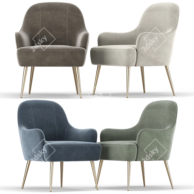 Elegant Velvet Accent Chair 3D model image 1