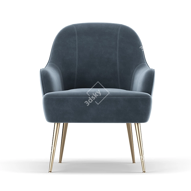 Elegant Velvet Accent Chair 3D model image 2