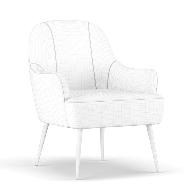 Elegant Velvet Accent Chair 3D model image 4