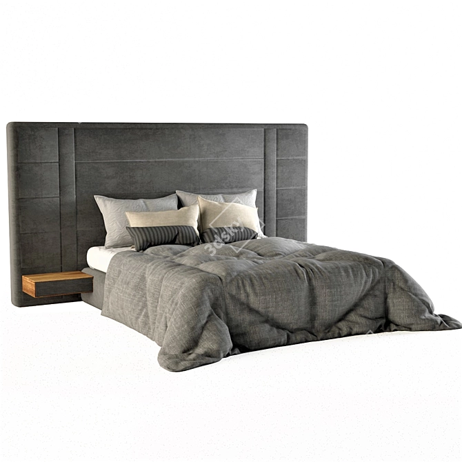 Elegant Upholstered Bed Wall 3D model image 6