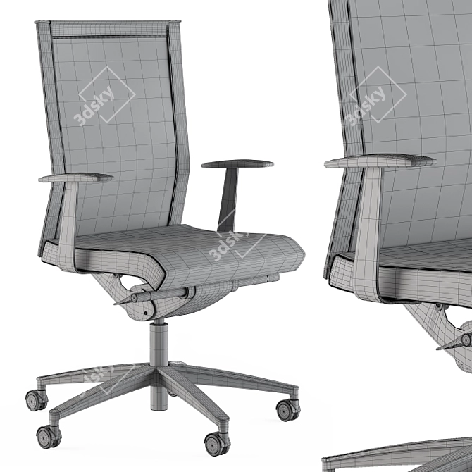 Elegant Dual-Tone Office Chair 3D model image 5