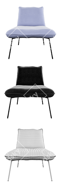 Zara Home Upholstered Armchair: Luxurious and Comfortable 3D model image 4