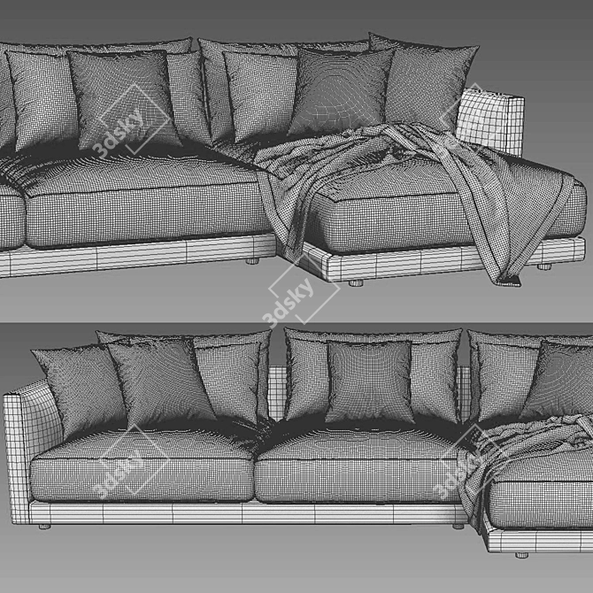 Modern Poliform Bristol Chaise Longue 3D model image 4