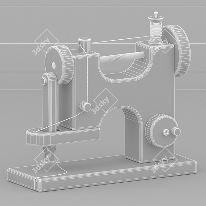 Vintage Wooden Sewing Machine: Timeless Craftmanship 3D model image 3