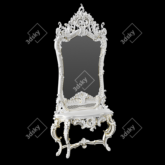 Elegant Reflective Classic Mirror 3D model image 1