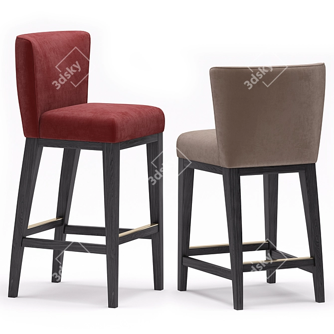 Elegant Grayson Bar Stool - Height & Style 3D model image 2