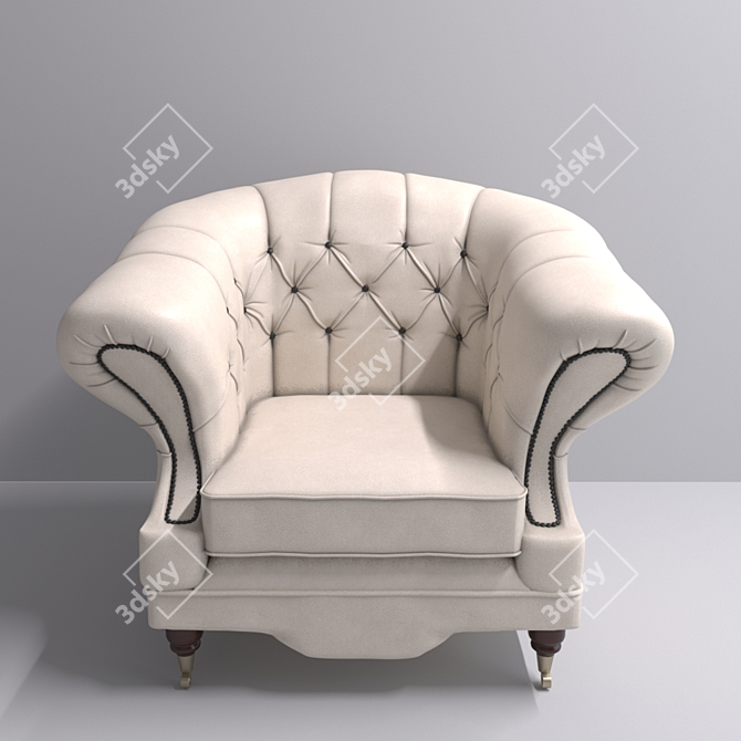 Elegant Vintage Armchair 3D model image 2