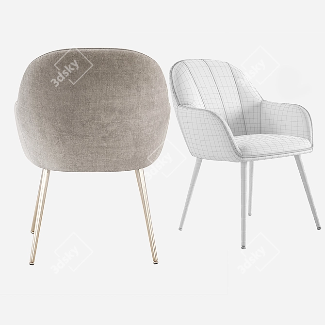 Amsterdam Velvet Dining Chair 3D model image 5