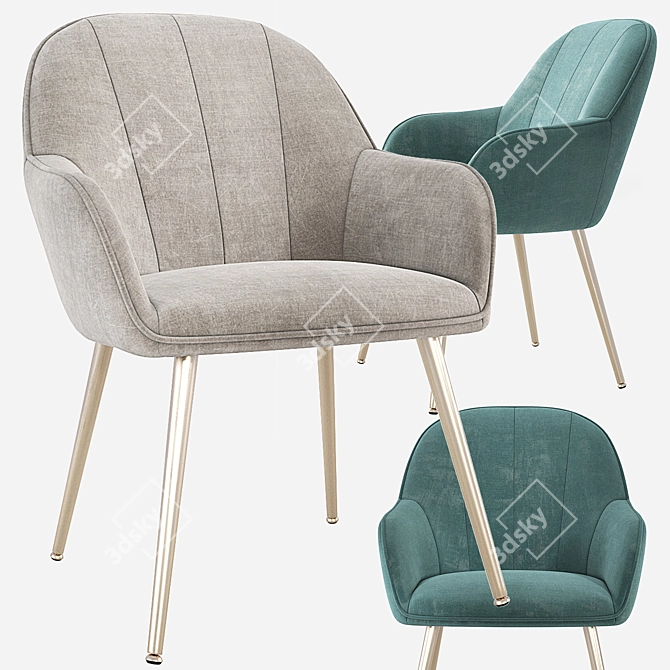 Amsterdam Velvet Dining Chair 3D model image 6