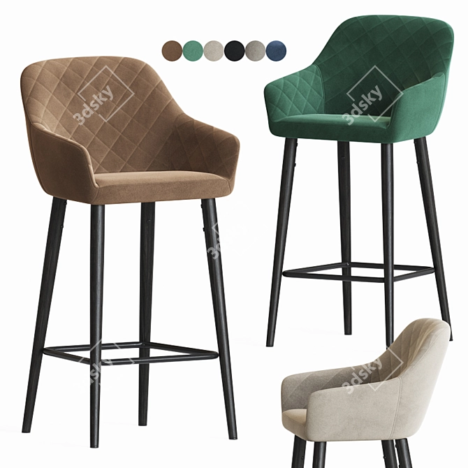 Onix Velvet Bar Stool: Sleek & Stylish 3D model image 1