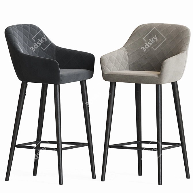 Onix Velvet Bar Stool: Sleek & Stylish 3D model image 2