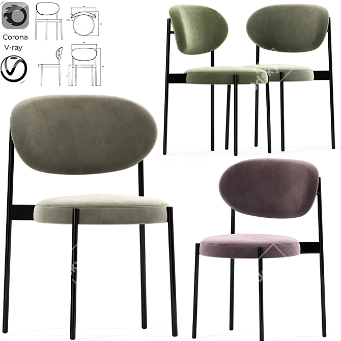 Elegant Verpan Dining Chair 3D model image 1