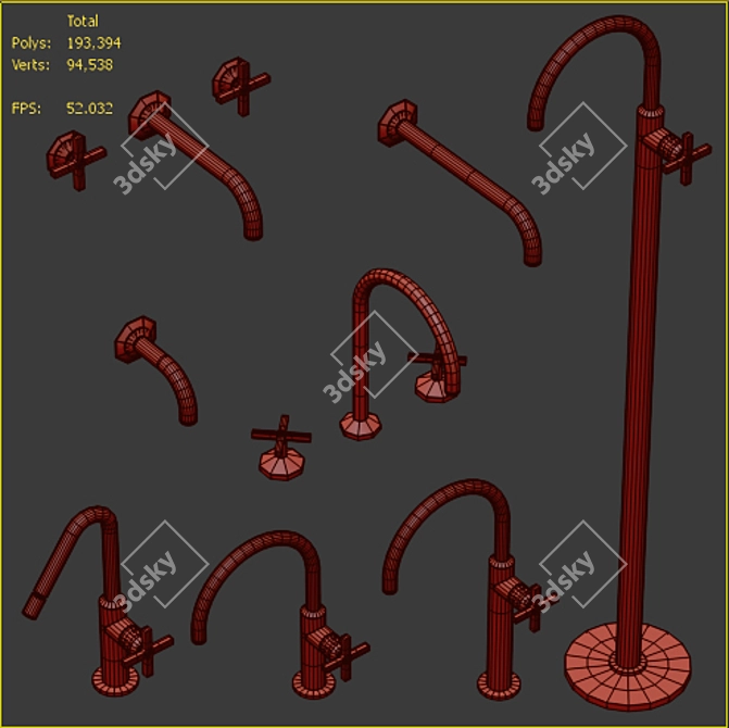 Modern Bath Faucet Collection 3D model image 2