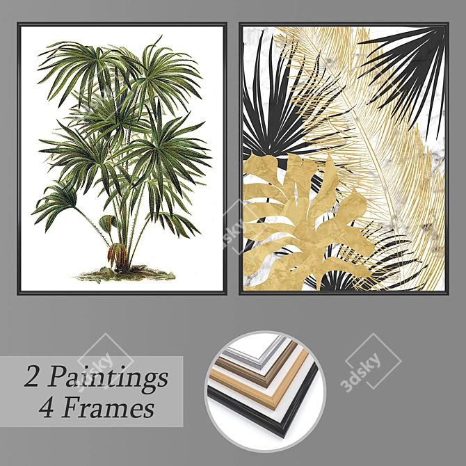 Artful Wall Paintings Set 3D model image 1