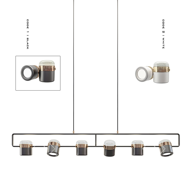 Sleek 2-color Modern Track Light 3D model image 1