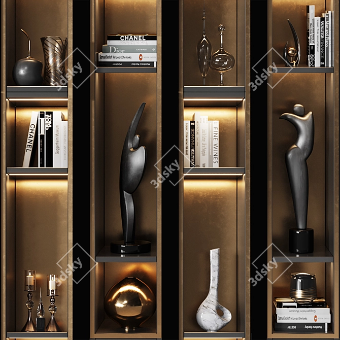 Art Deco Modular Wardrobe 3D model image 2