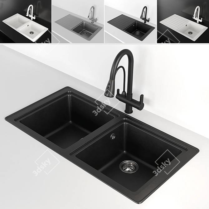 Vidric Deck Sink: Stylish, Durable, and Versatile! 3D model image 1