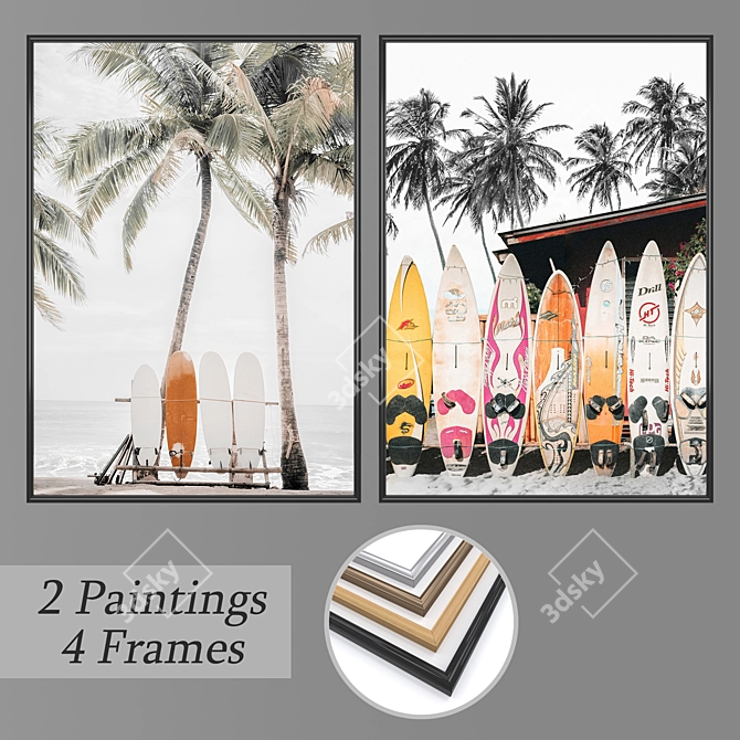 Abstract Art Set with Various Frame Options 3D model image 1