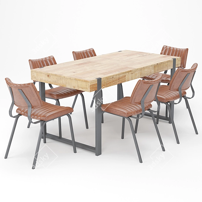 Jefferson Dining set (Table 1600x800mm + 6 Aiden Chairs) 3D model image 1