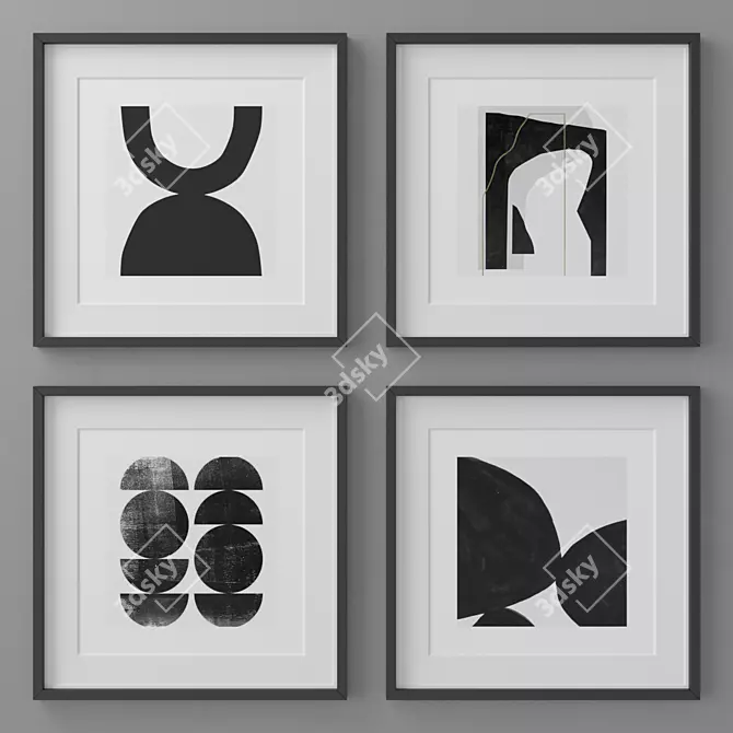 Modern Abstract Photo Frames Set 3D model image 1