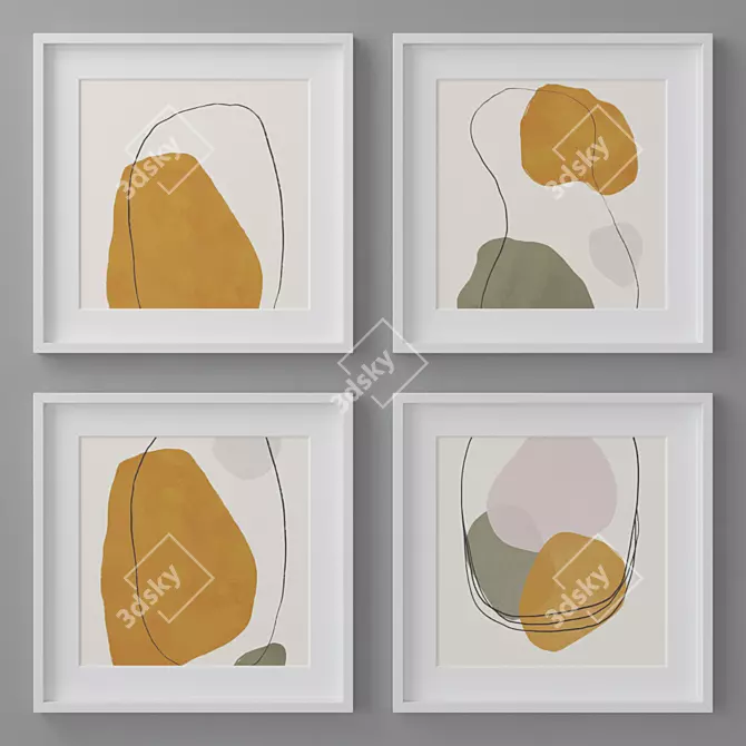  Modern Abstract Photo Frames Set 3D model image 1