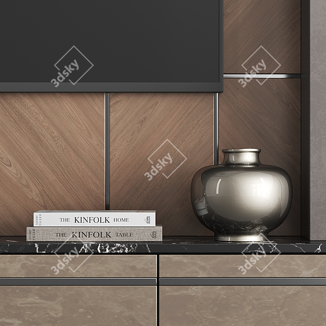 Modern TV Wall Unit, Decor 3D model image 3