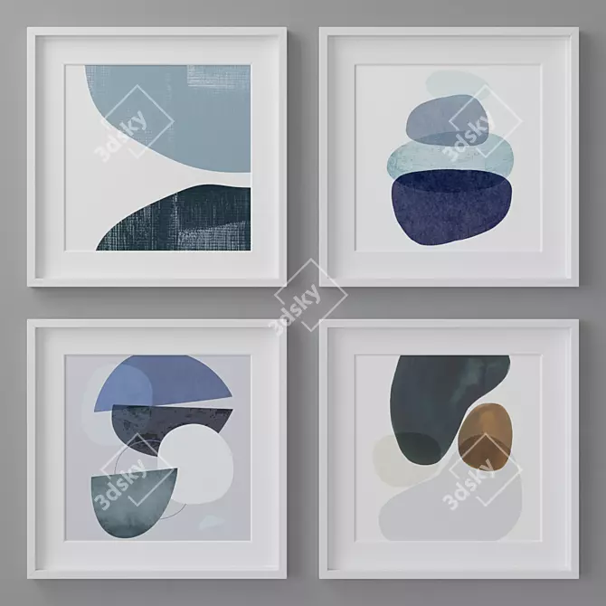 Modern Abstract Photo Frames Set 3D model image 1