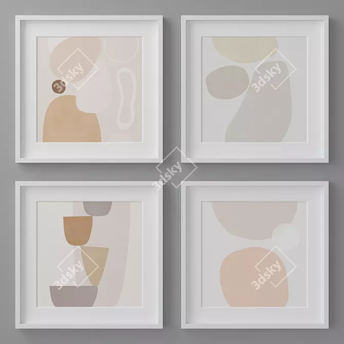 Modern Abstract Photo Frames Set 3D model image 1