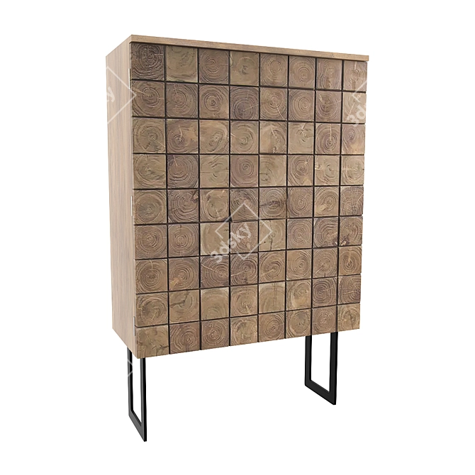 Sirocco Acacia Wood Cabinet 3D model image 1