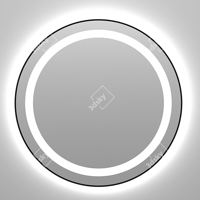 Sleek Steel Framed Round Mirror 3D model image 1