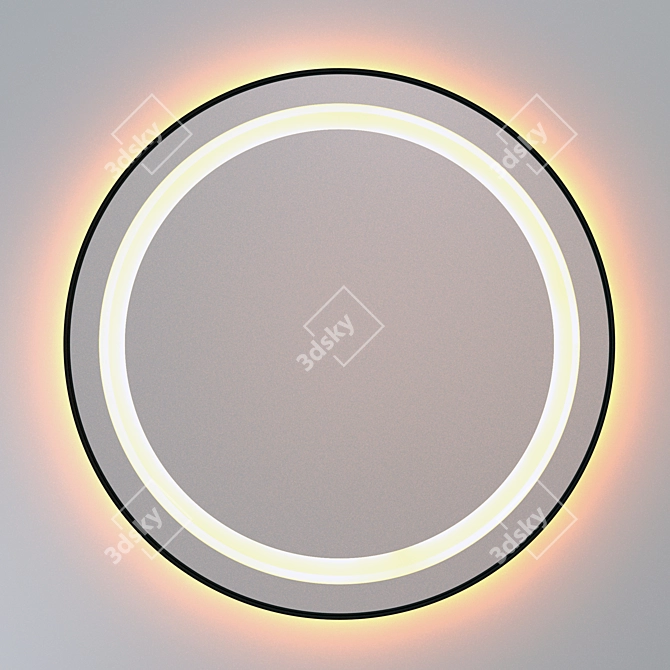 Sleek Steel Framed Round Mirror 3D model image 3