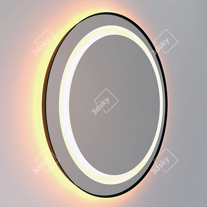 Sleek Steel Framed Round Mirror 3D model image 4