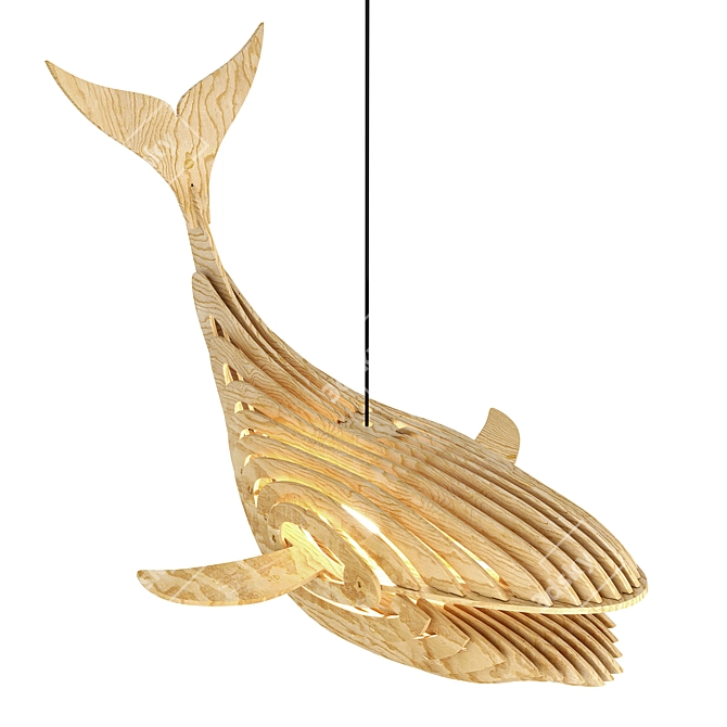 Whale Wood Lamp: Handcrafted Illumination for Your Interior 3D model image 1