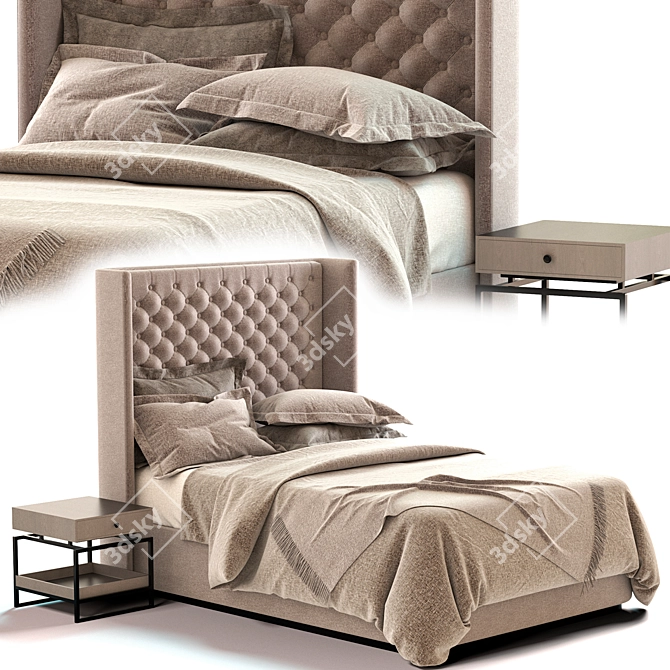 New Design Bed Set - Modern and Stylish Furniture 3D model image 3