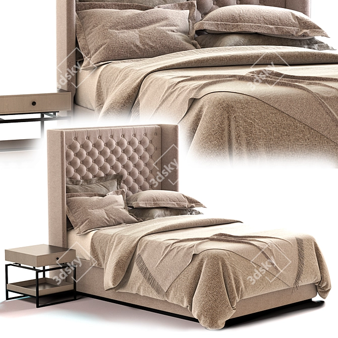 New Design Bed Set - Modern and Stylish Furniture 3D model image 6