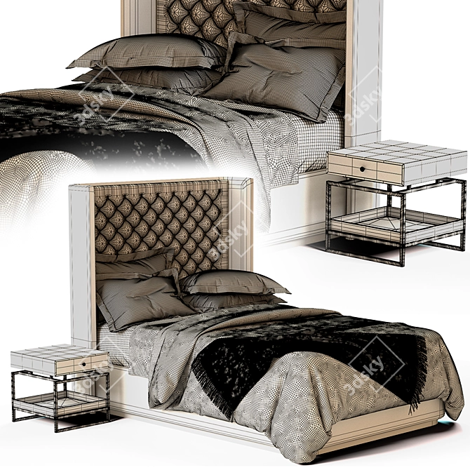 New Design Bed Set - Modern and Stylish Furniture 3D model image 10