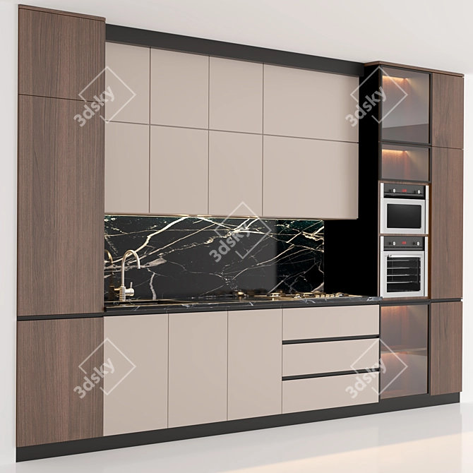 Sleek 2015 Kitchen Design 3D model image 2