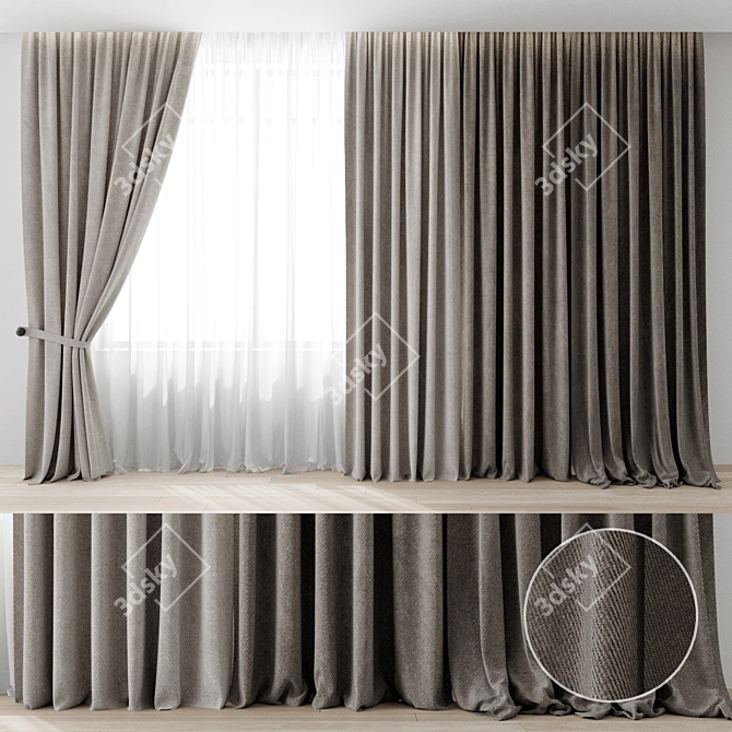 Elegant Window Drapes 3D model image 1