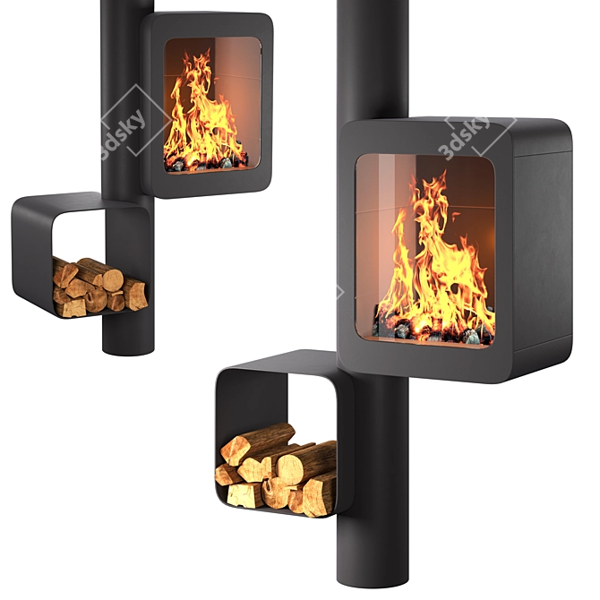 Exquisite Wood-Burning Steel Stove: GRAPPUS 3D model image 1
