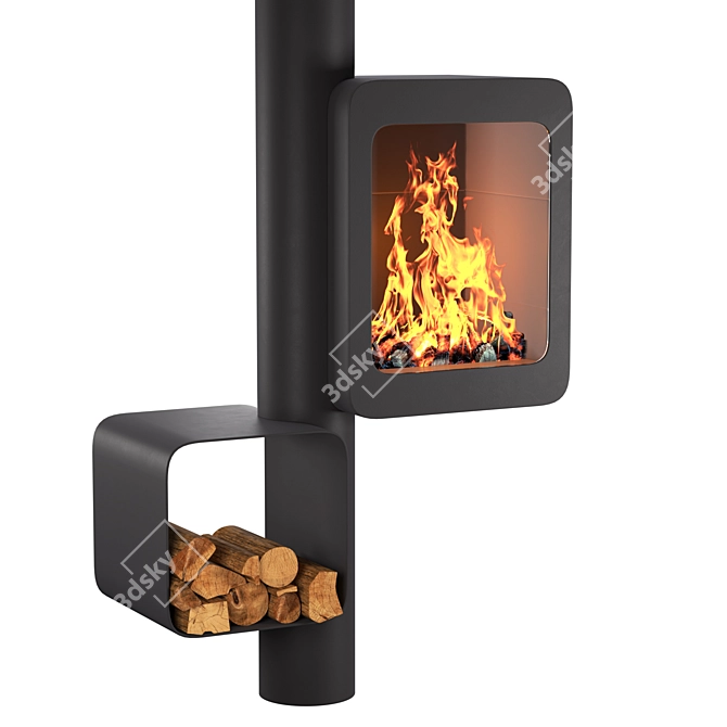 Exquisite Wood-Burning Steel Stove: GRAPPUS 3D model image 2