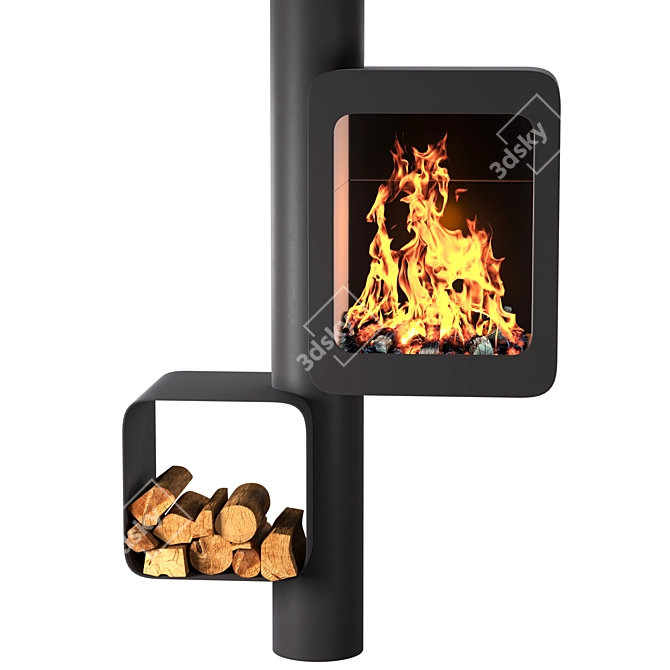 Exquisite Wood-Burning Steel Stove: GRAPPUS 3D model image 3