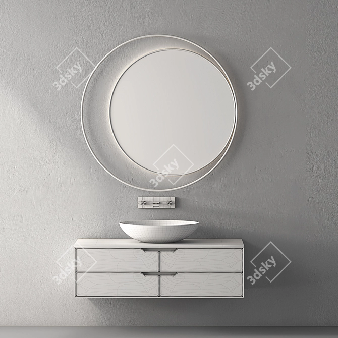 Contemporary Bathroom Vanity Set 3D model image 2